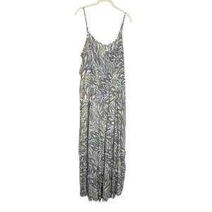 Stella & Julie Maxi Dress Tropical Leaf Print Tie Waist Size 20W